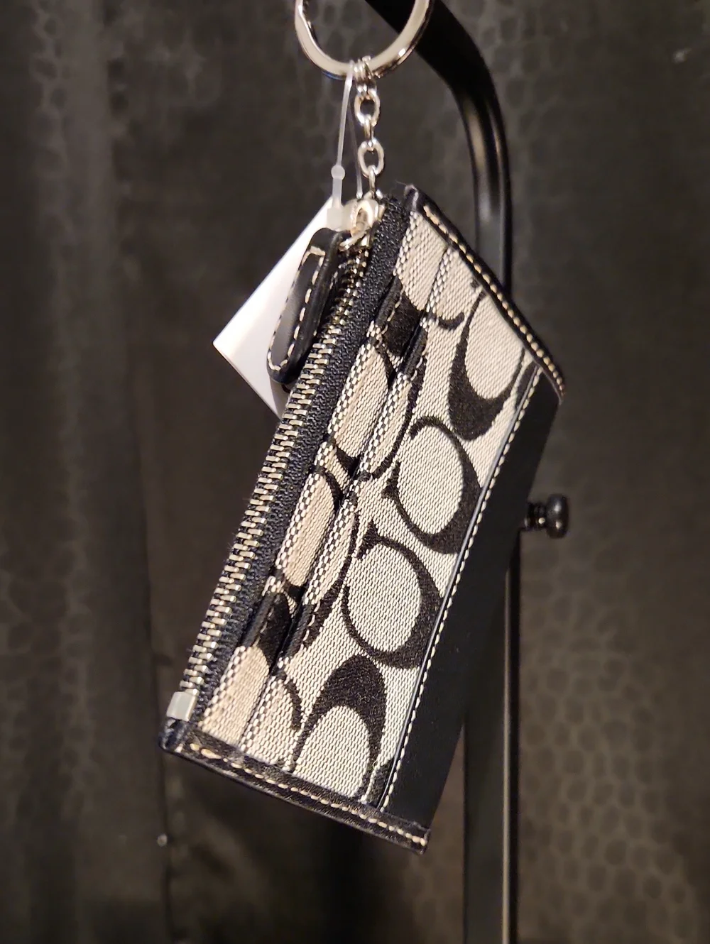 NWTCoach Black and White Signature Card Case Wallet & Coach Dust Bag